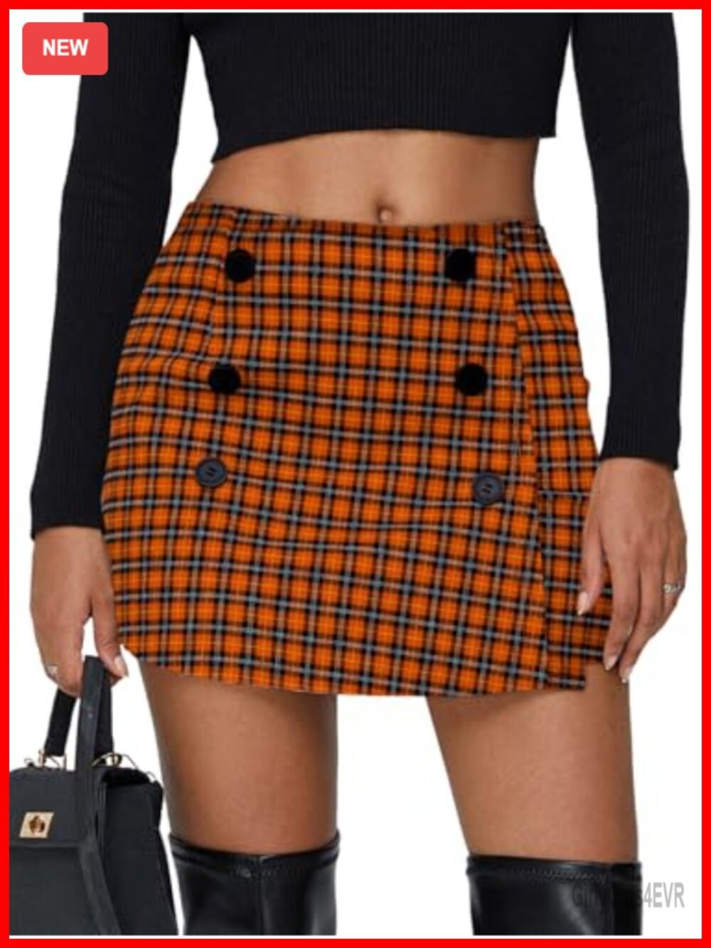 Plaid Bodycon Mini Skirt High Waist Tweed Stretch Y2K Fall
